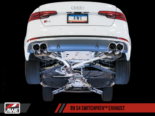 AWE Tuning Audi B9 S4 SwitchPath? Exhaust - Non-Resonated (Diamond Black 90mm Tips)