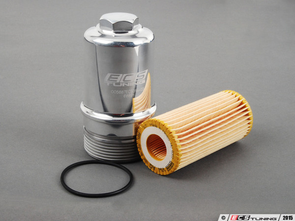 Polished Billet aluminum Oil filter housing - with filter