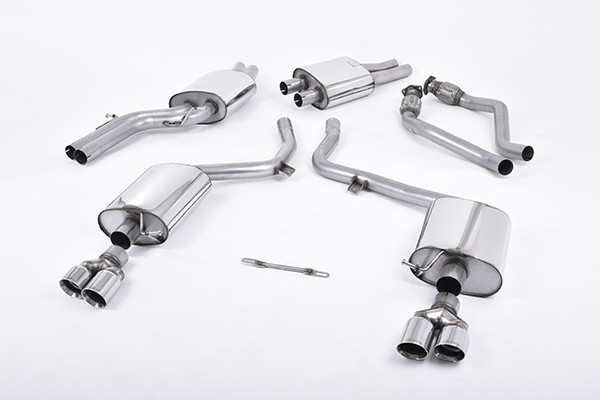 Milltek Cat Back Resonated Exhaust - 80mm GT Quad Tips - S5 Cabriolet 3.0T quattro S-tronic