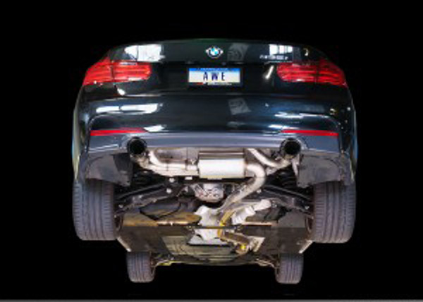 AWE Tuning BMW F3X 335i/435i Touring Edition Axle Back Exhaust -- Diamond Black Tips (102mm)