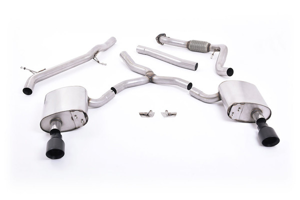 Milltek Non Resonated Cat Back - Dual GT-100 Cerakote Black Tips - A4 B9 Quatttro 2.0T