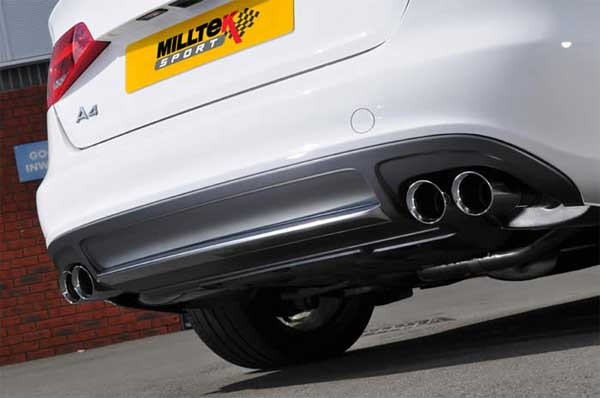Milltek Non Resonated - Quad Outlet - Polished Tips - B8 A4 2.0T - Manual Transmission