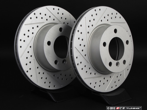 Front Cross Drilled & Slotted Brake Rotors - Pair (300x24)