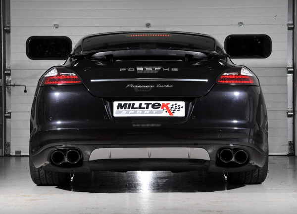 Milltek 2.75" Euro / Resonated Cat Back System - Quad 100mm GT Cerakote Black Tips - Panamera Turbo & Turbo S