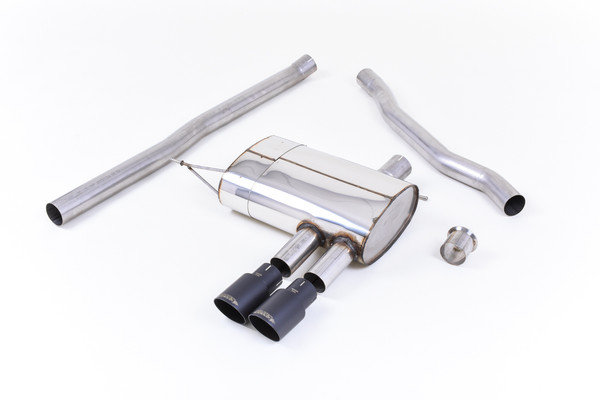 Milltek Non Resonated 2.75" Cat Back Exhaust - Twin 90mm GT Cerakote Black Tips - F56 Cooper S 2.0 Turbo