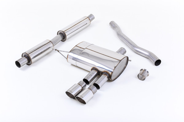 Milltek Resonated 2.75" Cat Back Exhaust - Twin 90mm GT Polished Tips - F56 Cooper S 2.0 Turbo