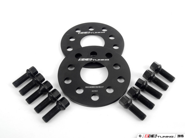 ECS Wheel Spacer & Bolt Kit - 7mm With Black Ball Seat Bolts