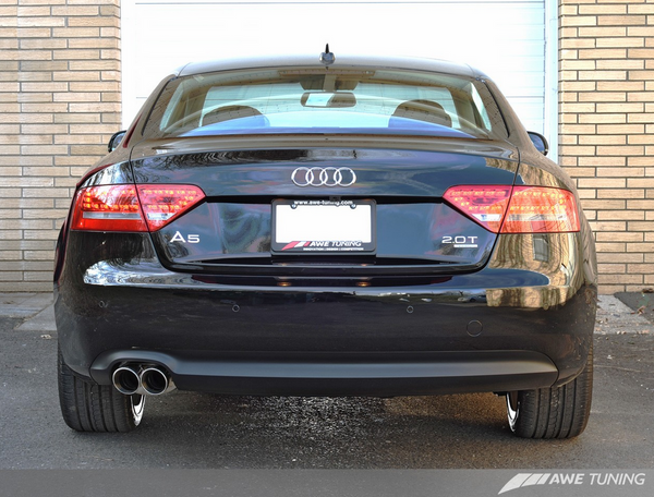 AWE Tuning A5 2.0T Touring Edition Single Outlet Exhaust - Diamond Black Tips