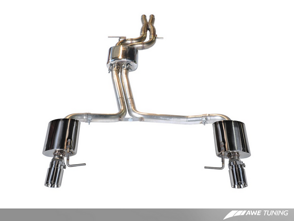AWE Tuning Audi C7 A7 3.0T Touring Edition Exhaust - Dual Outlet, Chrome Silver Tips