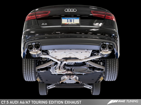 AWE Tuning Audi C7.5 A7 3.0T Touring Edition Exhaust - Quad Outlet, Diamond Black Tips