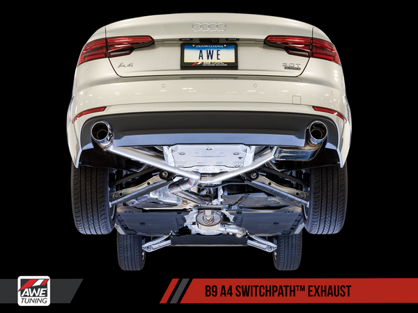 AWE Tuning B9 A4 SwitchPath Exhaust, Dual Outlet - Diamond Black Tips (includes DP and SwitchPath Remote)