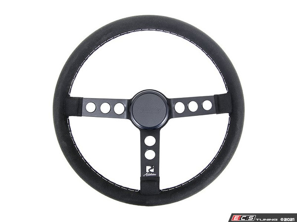 Rennline Alcantara Steering Wheel - Black Spokes & Black Horn Ring