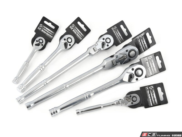 6 Piece Set 72 Tooth Satin Chrome Ratchet Set