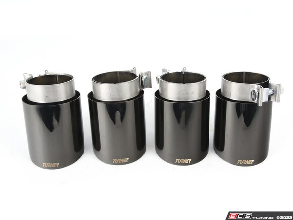 Set(4) - Turner 4" Double Wall Exhaust Tip W/ Polished Black Chrome Finish