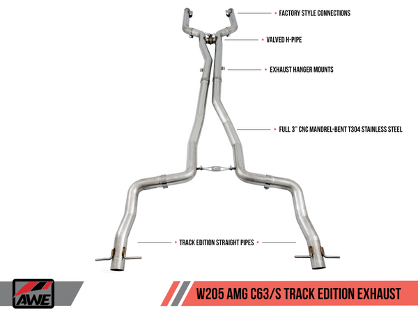 AWE Tuning Mercedes-Benz W205 AMG C63/S Coupe Track Edition Exhaust System (no tips)