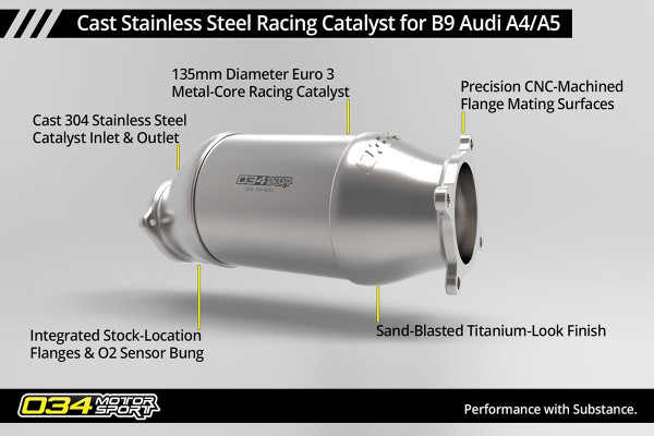 Cast Stainless Steel Racing Catalyst, B9 Audi A4/A5 & Allroad 2.0 TFSI