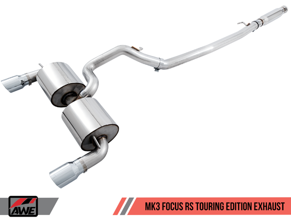 AWE Ford Focus RS Touring Edition Cat-back Exhaust - Non-Resonated - Diamond Black Tips