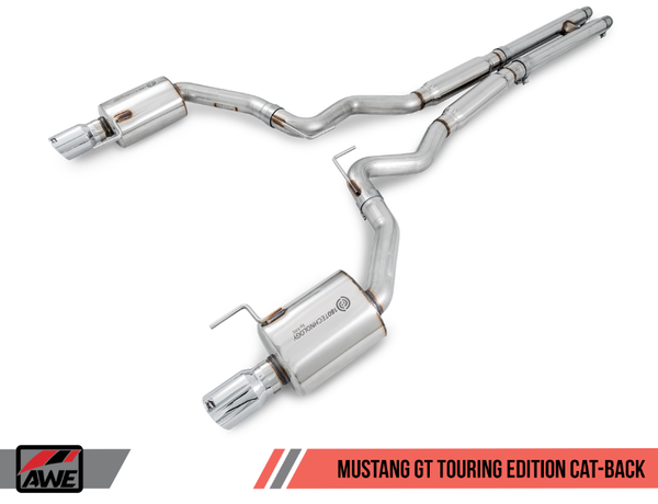 AWE S550 Mustang GT Cat-back Exhaust - Touring Edition (Chrome Silver Tips)