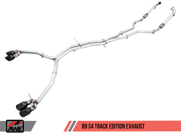 AWE Tuning Audi B9 S4 Track Edition Exhaust - Non-Resonated (Chrome Silver 102mm Tips)