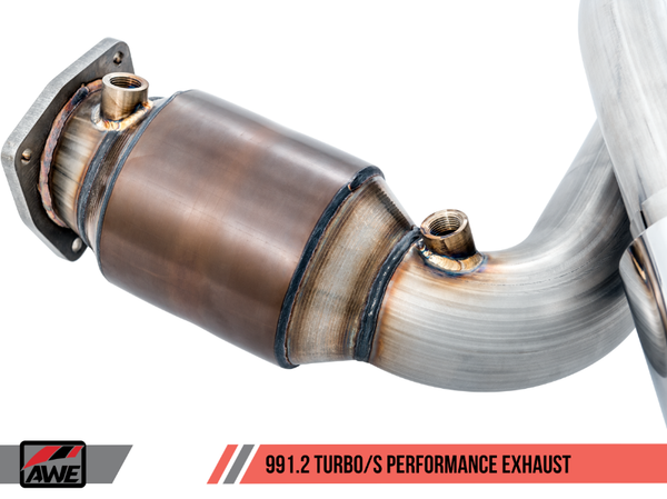 AWE Tuning Porsche 991.2 Turbo Performance Exhaust and High-Flow Cat Sections - For Use With OE Tips