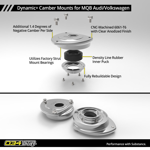 Dynamic+ Camber Mount Pair, MkVII Volkswagen Golf/GTI/R & 8V/8S Audi A3/S3/RS3, TT/TTS/TTRS (MQB)