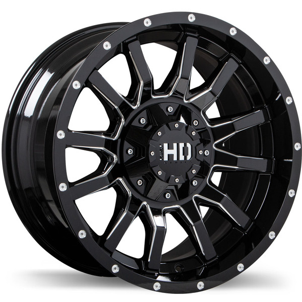 TRAXX 17x9.0 5x127 / 139.7mm -15 87.1mm | Gloss Black with Milled Trim Finish