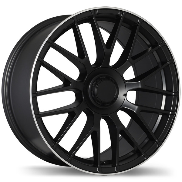 R183 19x8.5 5x112mm +35 66.5mm | Matte Black w/Machined Lip Finish