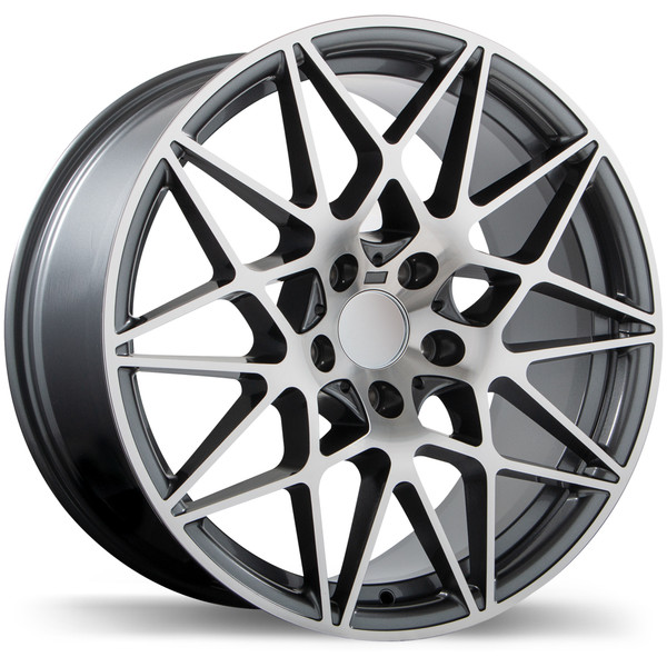 R208 19x9.5 5x120mm +40 72.6mm | Gloss Gunmetal with Machined Face Finish