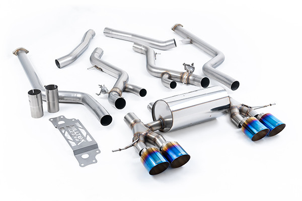 Milltek Non Resonated Cat-Back with GT-115 Burnt/Blue Titanium Trims (Removes Secondary Cats)