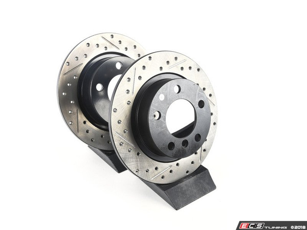 Rear V4 Cross Drilled & Slotted Brake Rotors - Pair 11.02" (280x10)