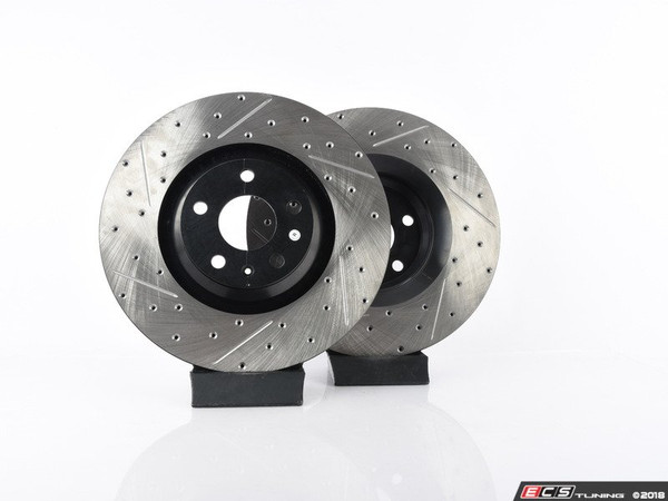 Front V4 Cross Drilled & Slotted Brake Rotors - Pair (340x30)