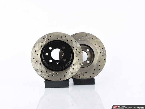 Front V4 Cross Drilled & Slotted Brake Rotors - Pair (280x22)