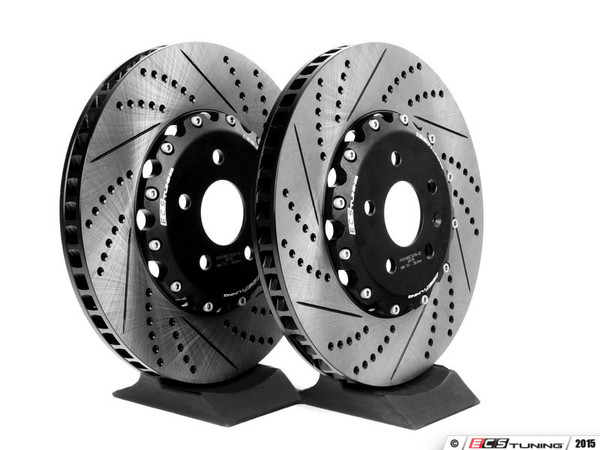 Front and Rear Cross-Drilled & Slotted 2-Piece Semi-Floating Brake Rotor Kit (345x30/310x22)