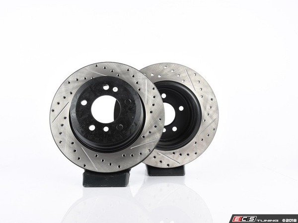 Rear V4 Cross Drilled & Slotted Brake Rotors - Pair (320x20)