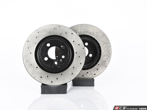 Front V4 Cross Drilled JCW Rotors - Pair 12.44" (316x22)