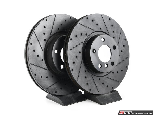 Front V5 Drilled & Slotted Brake Rotors - Set (348x30)