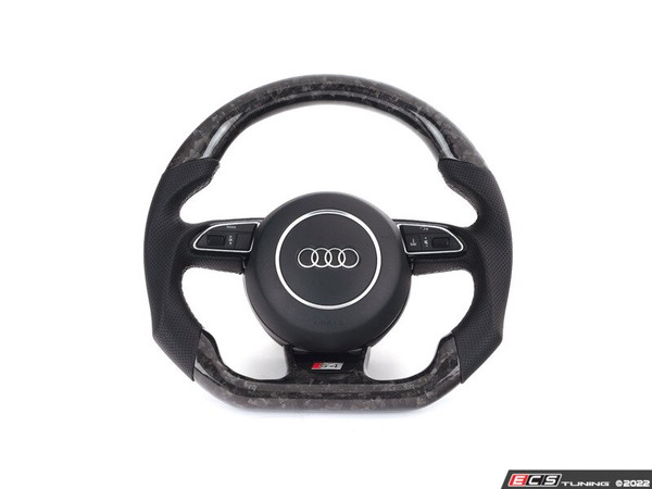 B8.5 DSG Forged Carbon Fiber Steering Wheel - Perforated Leather With Silver Stitching