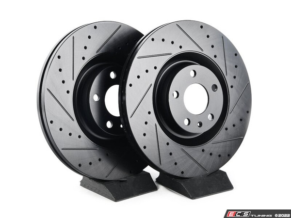 Front V5 Drilled & Slotted Brake Rotors - Set (345x30)