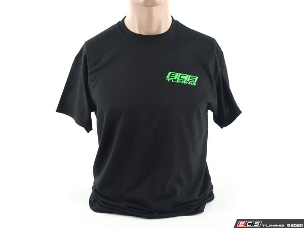 Black With Flo Green ECS Short Sleeve T-Shirt - Select Your Size
