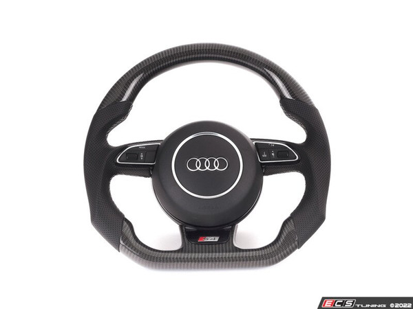 B8.5 DSG Carbon Fiber Steering Wheel - Perforated Leather With Silver Stitching
