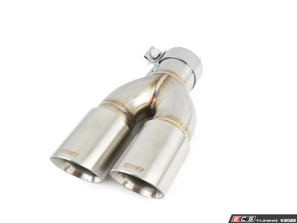 Turner Motorsport Double Wall Slash Cut Exhaust Tip - 3.0 Inlet - 3.5 OD - Stepped Right - Brushed Stainless