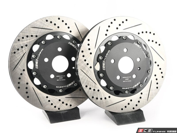 8V RS3 - Front 2-Piece Drilled & Slotted Brake Rotors - Pair (370x34)
