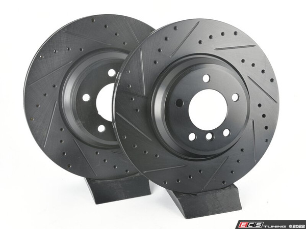 Front V5 Drilled & Slotted Brake Rotors - Set (348x30) - ES4669126