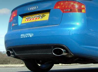 Milltek Cat Back Resonated Exhaust - Inluding Exhaust Valves - Polished Oval Tips - RS4 B7 4.2 V8