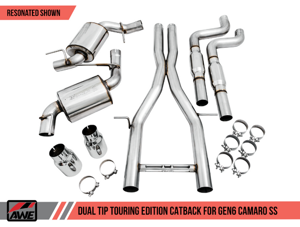 AWE Touring Edition Catback Exhaust for Gen6 Camaro SS - Non-Resonated - Chrome Silver Tips (Dual Outlet)