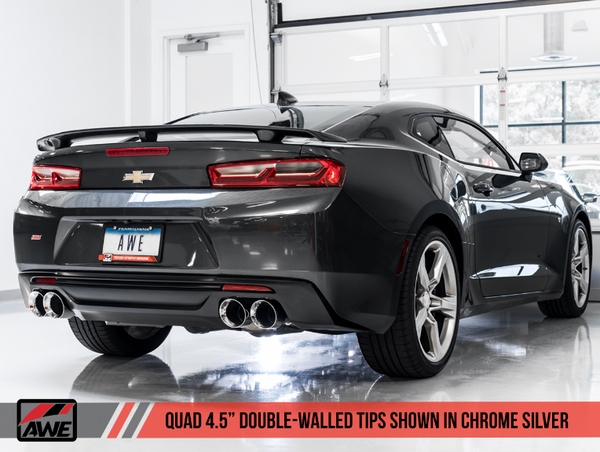 AWE Touring Edition Catback Exhaust for Gen6 Camaro SS / ZL1 - Non-Resonated - Chrome Silver Tips (Quad Outlet)