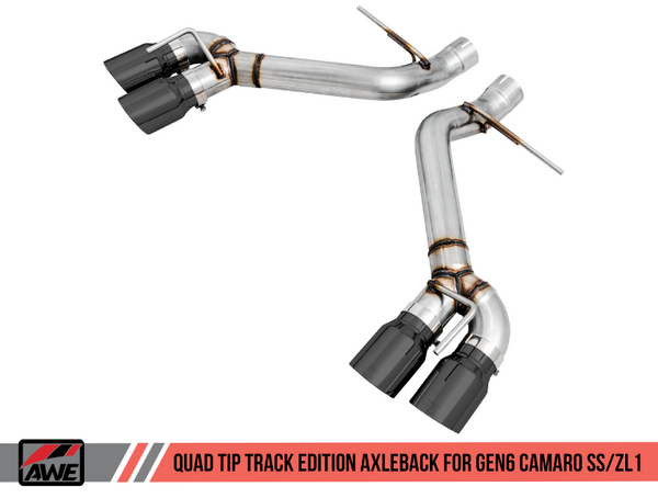 AWE Track Edition Axleback Exhaust for Gen6 Camaro SS / ZL1 - Diamond Black Tips (Quad Outlet)