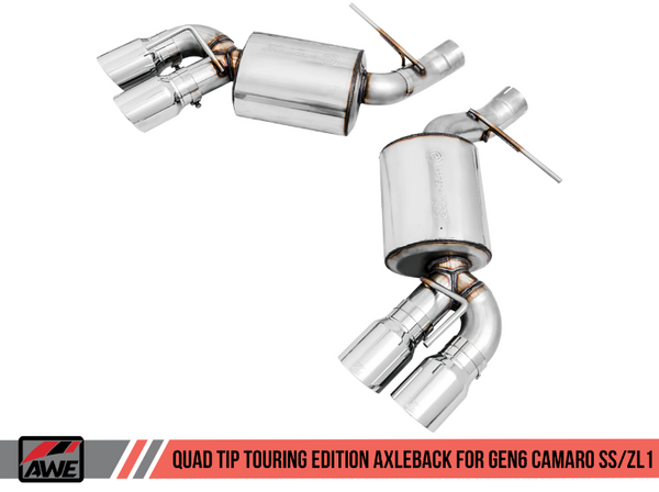 AWE Touring Edition Axleback Exhaust for Gen6 Camaro SS / ZL1 - Chrome Silver Tips (Quad Outlet)