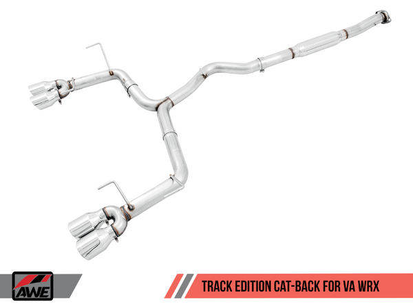 AWE Track Edition Exhaust for VA / GV WRX / STI Sedan - Chrome Silver Quad Tips (102mm)