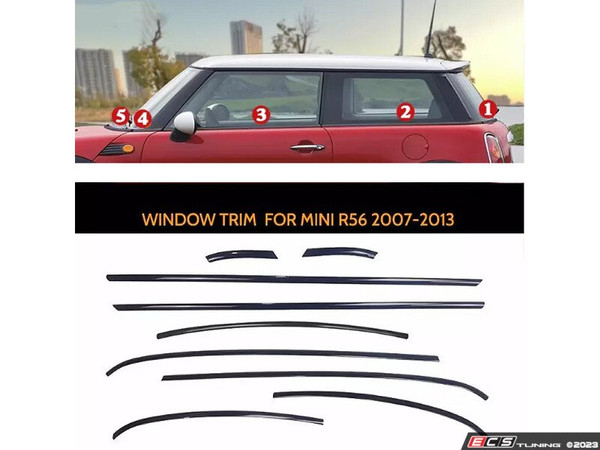 MINI Waistline| Beltline Piano Black Full Belt Line Kit Peel & Stick - R56 | ES4821034